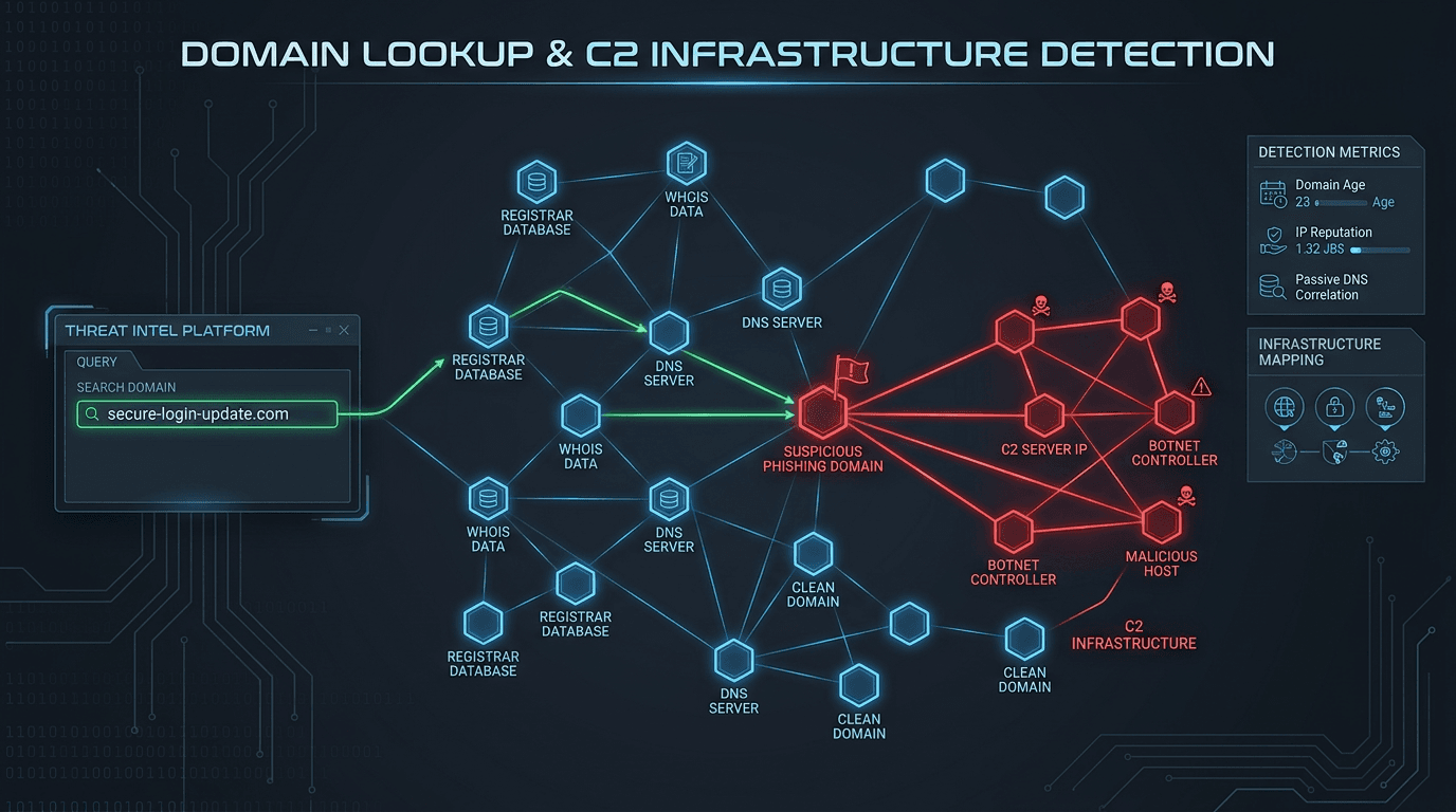 Domain Lookup for Phishing and C2 Infrastructure Detection