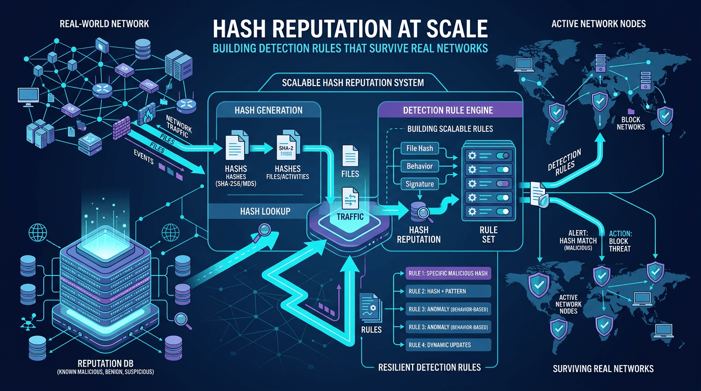 Hash Reputation at Scale: Building Detection Rules That Survive Real Networks