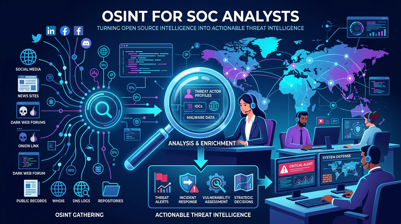 Cover Image for OSINT for SOC Analysts: Turning Open Source Intelligence Into Actionable Threat Intelligence