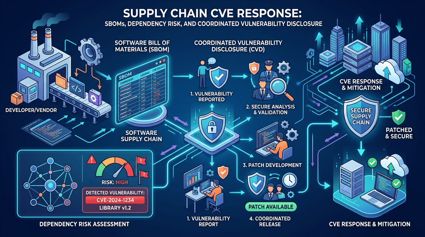 Cover Image for Supply Chain CVE Response: SBOMs, Dependency Risk, and Coordinated Vulnerability Disclosure
