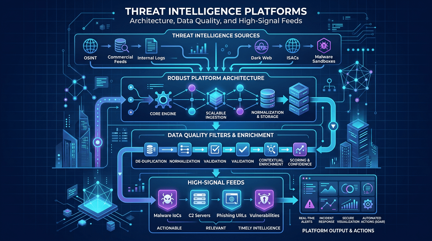 Cover Image for Threat Intelligence Platforms: Architecture, Data Quality, and High-Signal Feeds